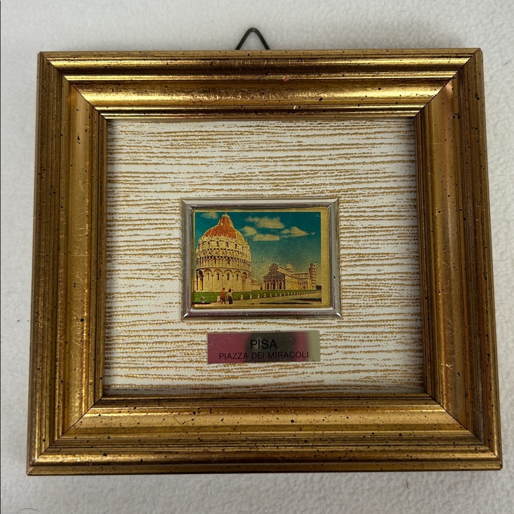 Vintage 4 3/4 x 4 1/4 framed  Italian gold leaf miniature art work